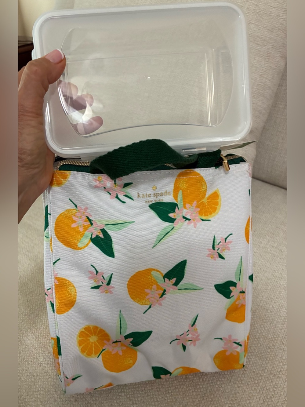 kate spade NWT orange citrus print insulated lunch tote food storage container - Picture 13 of 13